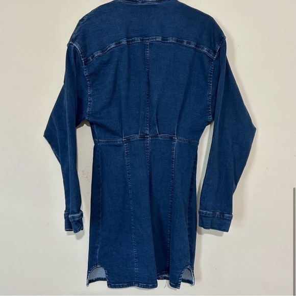 Free People Amber Stretch Denim Blue Long Sleeve Country Western Mini Dress SZ 4 - Picture 6 of 8
